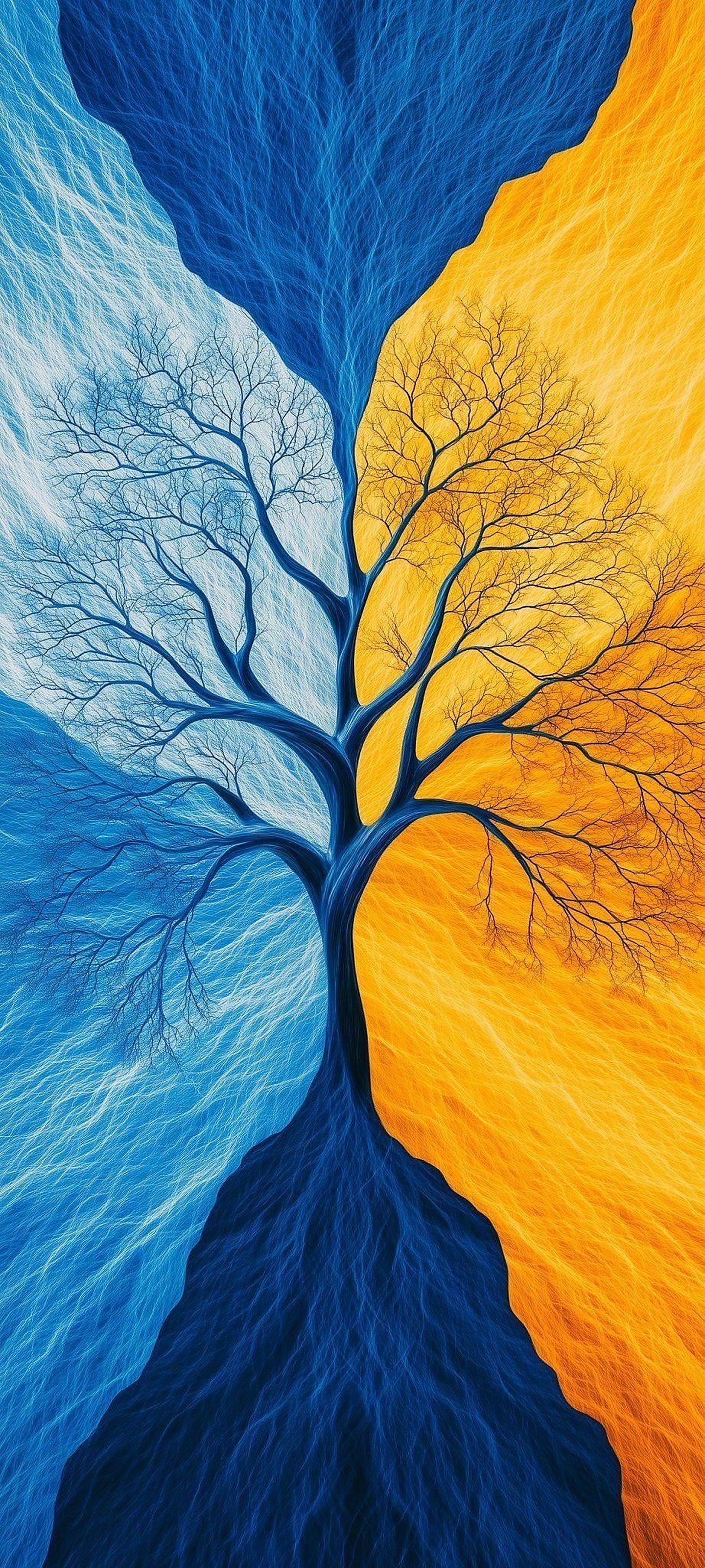 Tree of Two Worlds – Blue & Gold