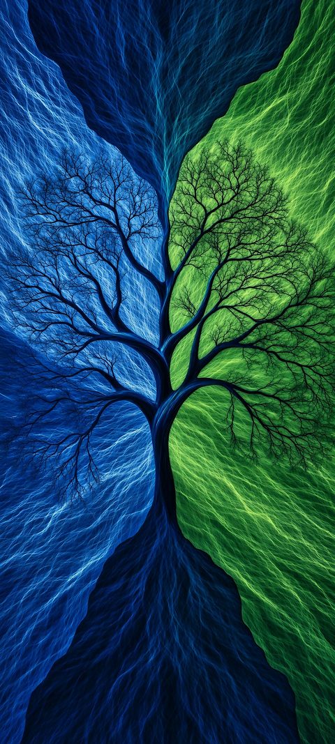 Tree of Two Worlds – Blue & Green